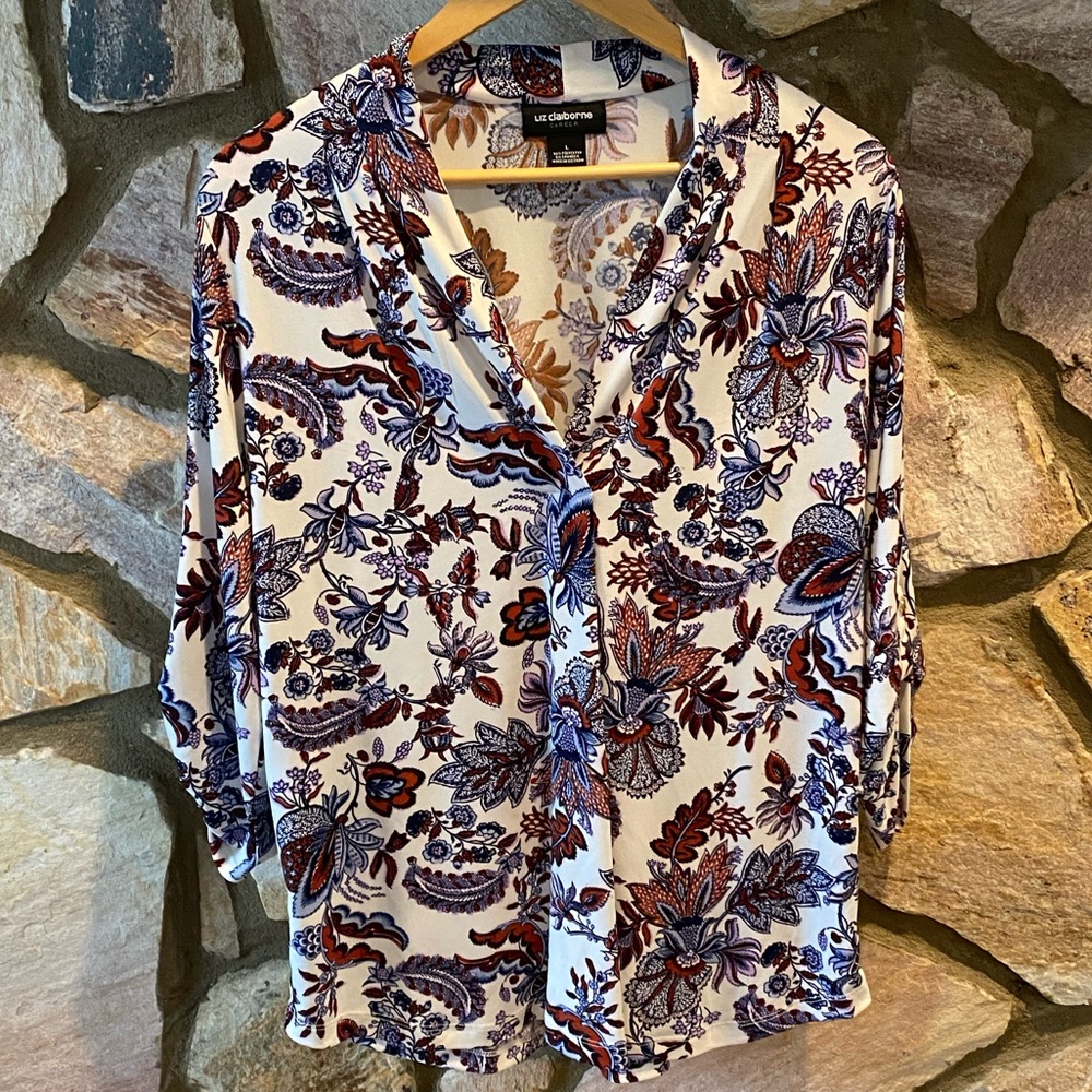 Floral 3/4 Sleeve Career / Professional Blouse